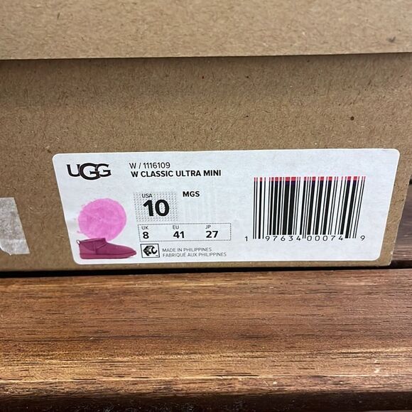 UGG Classic Ultra Mini Booties Mangosteen USA Women Size 10/UK 8/EU 41 - Picture 14 of 15